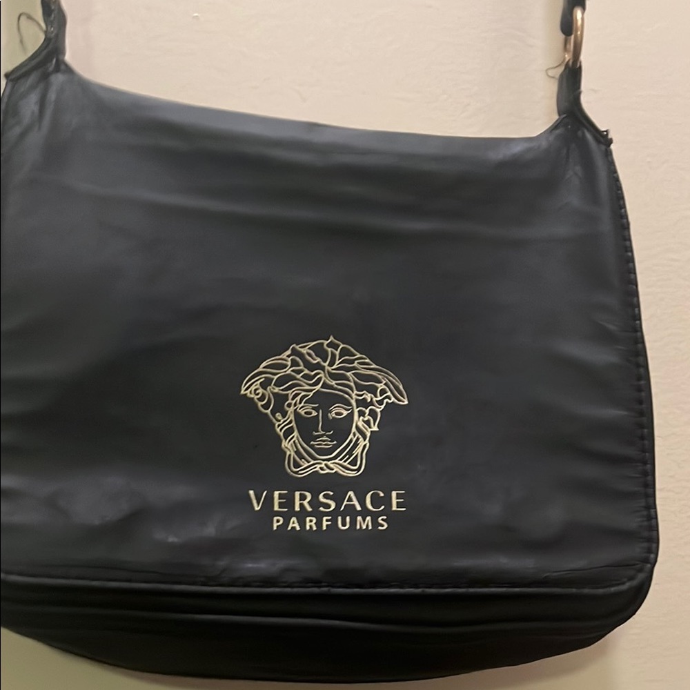 Versace Black Messenger Bag with Medusa Logo